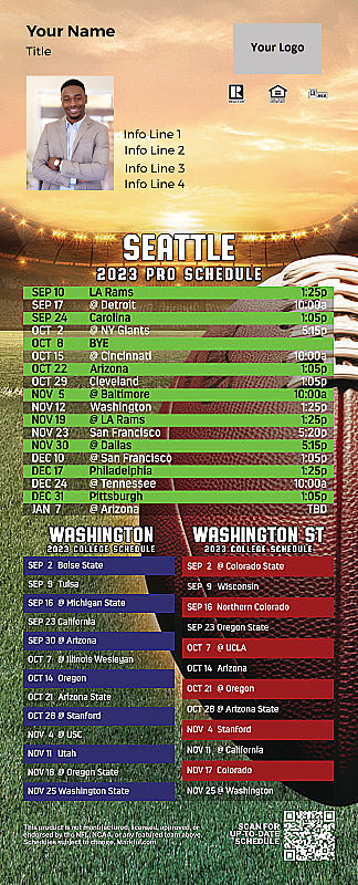 Picture of Personalized PostCard Mailer Football Magnet - Seahawks/U of Washington/Washington St