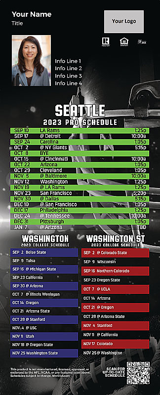 Picture of Personalized PostCard Mailer Football Magnet - Seahawks/U of Washington/Washington St
