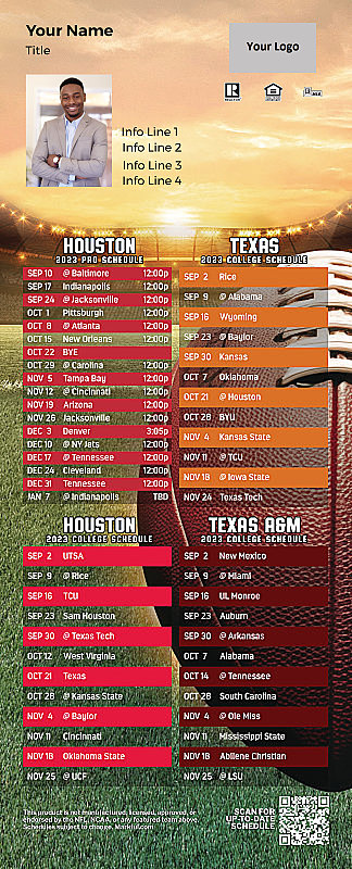 Picture of Personalized PostCard Mailer Football Magnet - Texans/U of Texas/U of Houston/Texas A&M