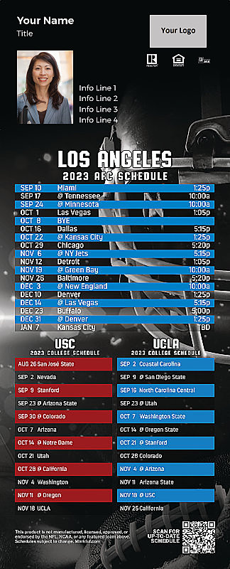 Picture of Chargers/USC/UCLA Personalized PostCard Mailer Football Magnet 2024