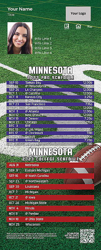 Picture of Vikings/U of Minnesota Personalized PostCard Mailer Football Magnet 2024