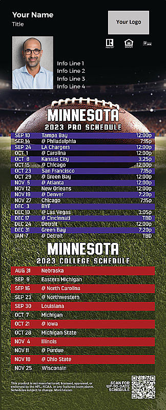 Picture of Vikings/U of Minnesota Personalized PostCard Mailer Football Magnet 2024