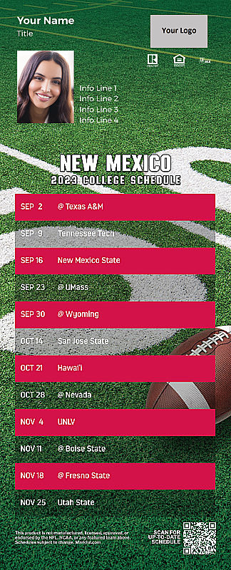 Picture of U of New Mexico Personalized PostCard Mailer Football Magnet 2024