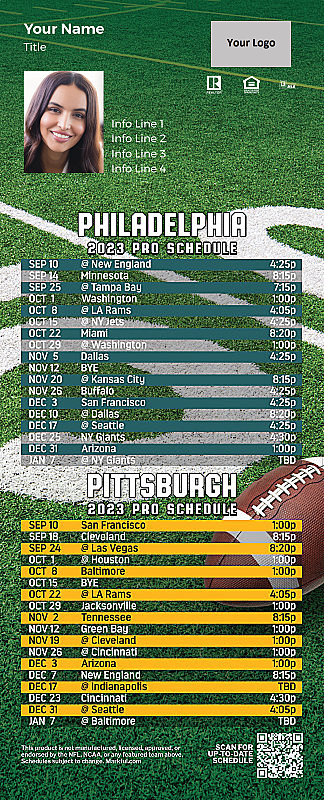 Picture of Eagles/Steelers Personalized QuickCard Football Magnet 2024