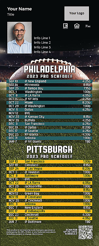 Picture of Eagles/Steelers Personalized QuickCard Football Magnet 2024