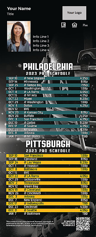 Picture of 2023 Personalized QuickCard Football Magnet - Eagles/Steelers