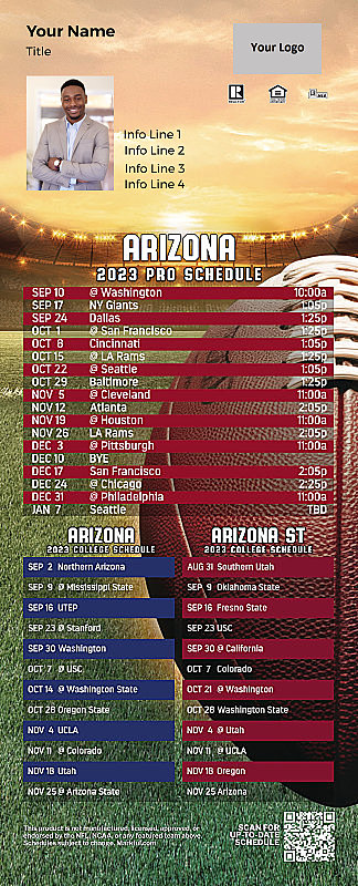 Picture of 2023 Personalized QuickCard Football Magnet - Cardinals/U of Arizona/Arizona St