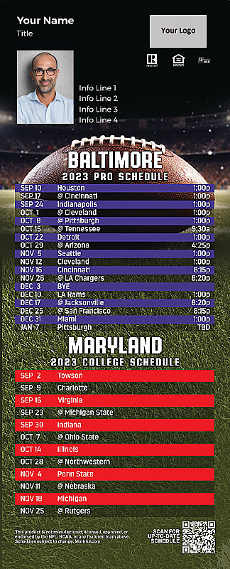 Picture of Ravens/U of Maryland Personalized QuickCard Football Magnet 2024