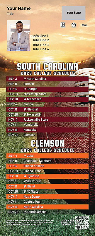 Picture of 2023 Personalized QuickCard Football Magnet - U of South Carolina/Clemson U