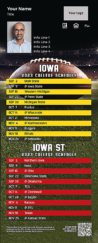 Picture of U of Iowa/Iowa St Personalized QuickCard Football Magnet 2024