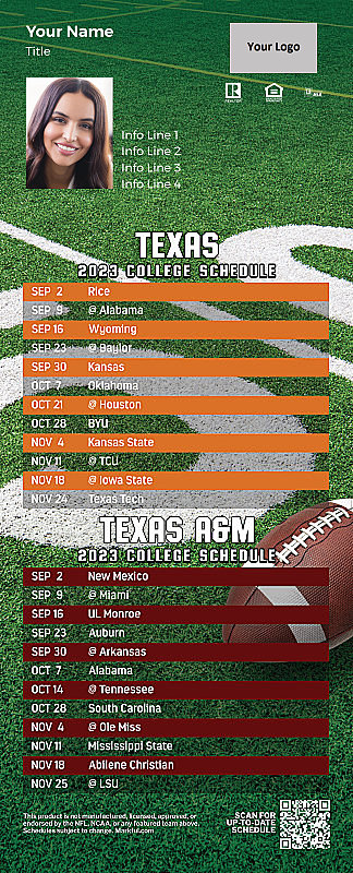 Picture of 2023 Personalized QuickCard Football Magnet - U of Texas/Texas A&M