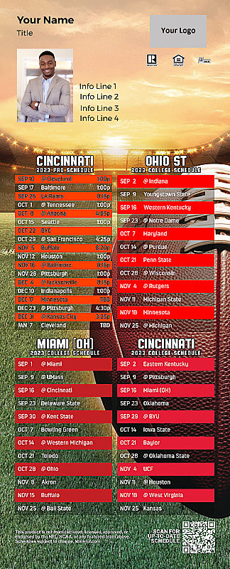 Picture of 2023 Personalized QuickCard Football Magnet - Bengals/Ohio St/Miami U/U of Cincinnati