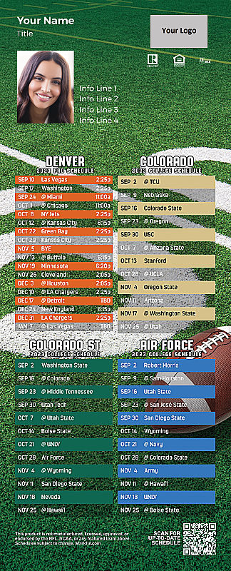 Picture of 2023 Personalized QuickCard Football Magnet - Broncos/U of Colorado/Colorado St/Air Force