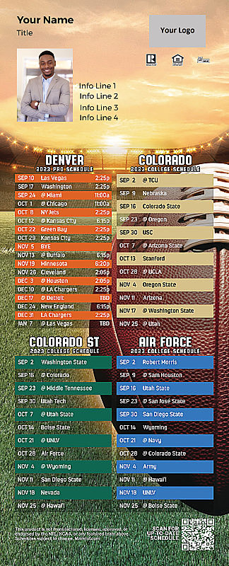 Picture of 2023 Personalized QuickCard Football Magnet - Broncos/U of Colorado/Colorado St/Air Force