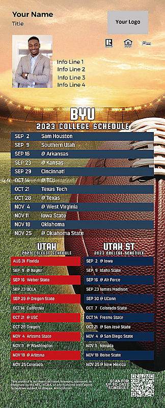 Picture of BYU/U of Utah/Utah St Personalized QuickCard Football Magnet 2024