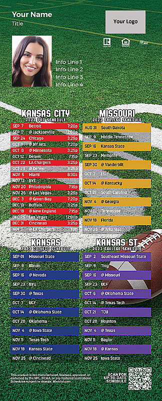 Picture of Chiefs/U of Missouri/U of Kansas/Kansas St Personalized QuickCard Football Magnet 2024