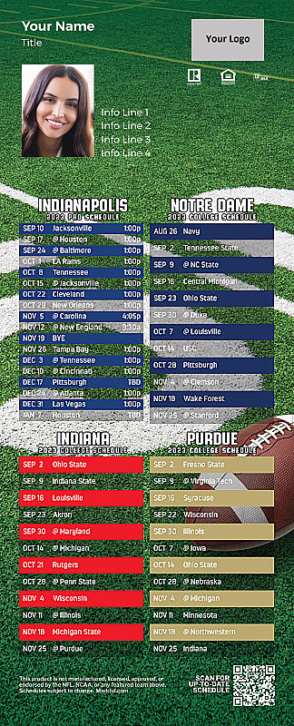 Picture of Colts/Notre Dame/Indiana U/Purdue Personalized QuickCard Football Magnet 2024