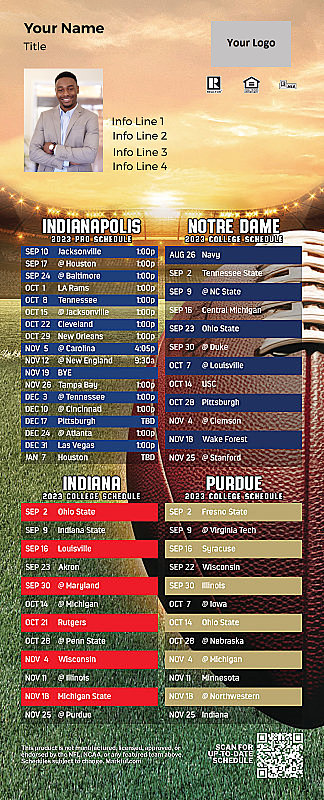 Picture of 2023 Personalized QuickCard Football Magnet - Colts/Notre Dame/Indiana U/Purdue