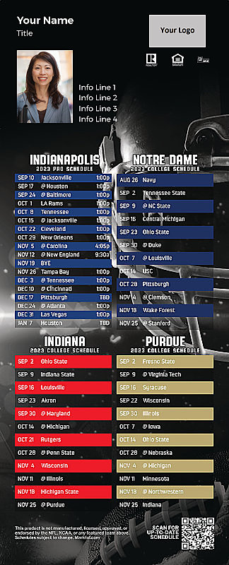 Picture of 2023 Personalized QuickCard Football Magnet - Colts/Notre Dame/Indiana U/Purdue
