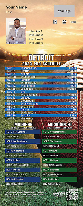 Picture of 2023 Personalized QuickCard Football Magnet - Lions/U of Michigan/Michigan St