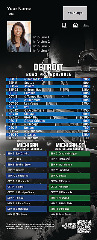 Picture of 2023 Personalized QuickCard Football Magnet - Lions/U of Michigan/Michigan St