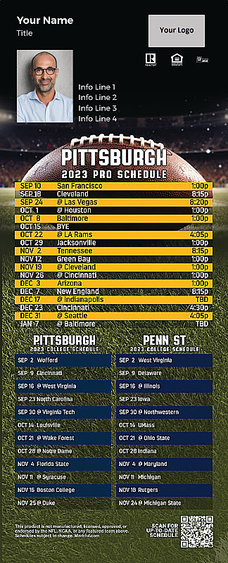 Picture of Steelers/U of Pittsburgh/Penn St Personalized QuickCard Football Magnet 2024