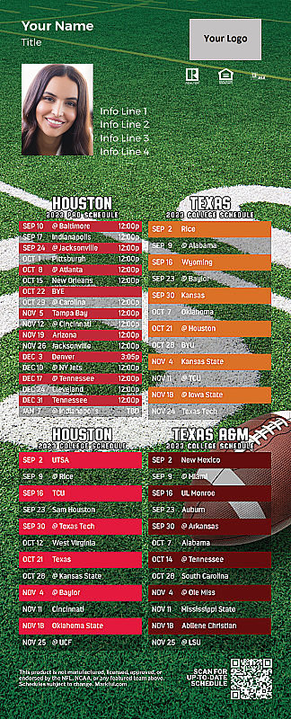 Picture of 2023 Personalized QuickCard Football Magnet - Texans/U of Texas/U of Houston/Texas A&M