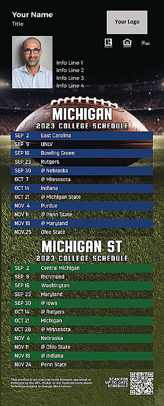 Picture of U of Michigan/Michigan St Personalized QuickCard Football Magnet 2024