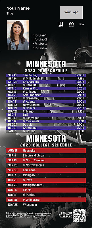 Picture of Vikings/U of Minnesota Personalized QuickCard Football Magnet 2024