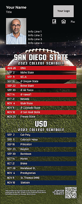 Picture of SDSU/USD Personalized QuickCard Football Magnet 2024