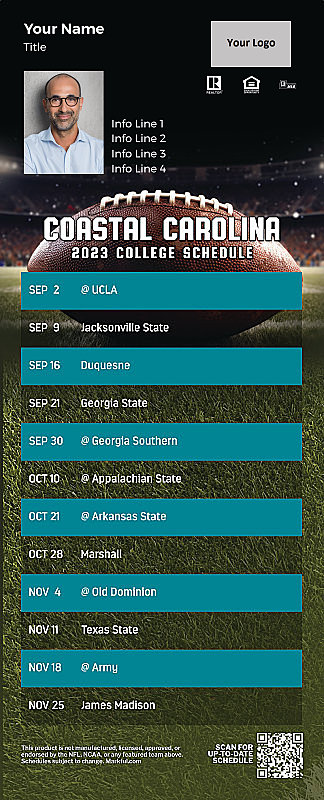 Picture of Coastal Carolina Personalized QuickCard Football Magnet 2024