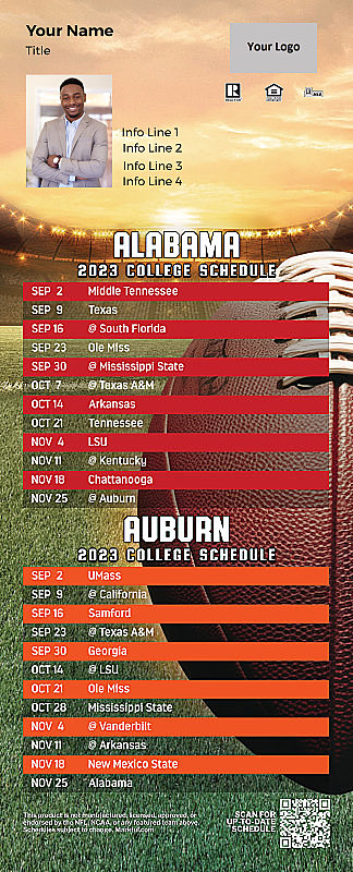 Picture of 2023 Personalized QuickMagnet Football Magnet - U of Alabama/Auburn U