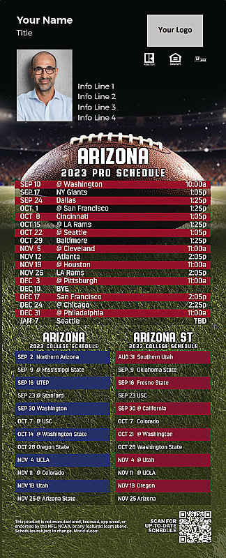 Picture of 2023 Personalized QuickMagnet Football Magnet - Cardinals/U of Arizona/Arizona St