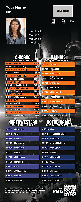 Picture of Bears/U of Illinois/Northwestern U/Notre Dame Personalized QuickMagnet Football Magnet 2024