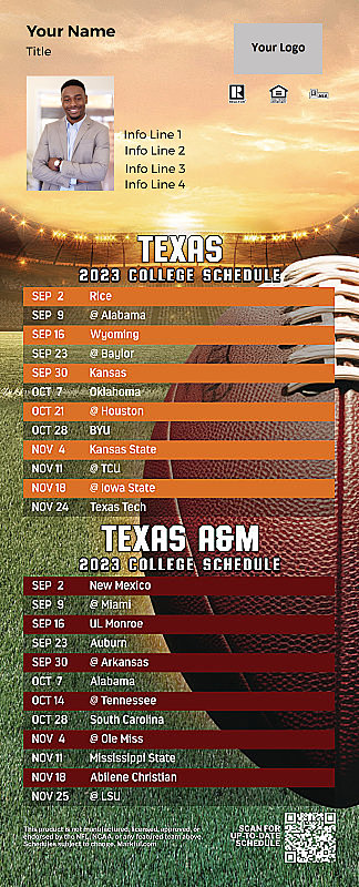 Picture of U of Texas/Texas A&M Personalized QuickMagnet Football Magnet 2024