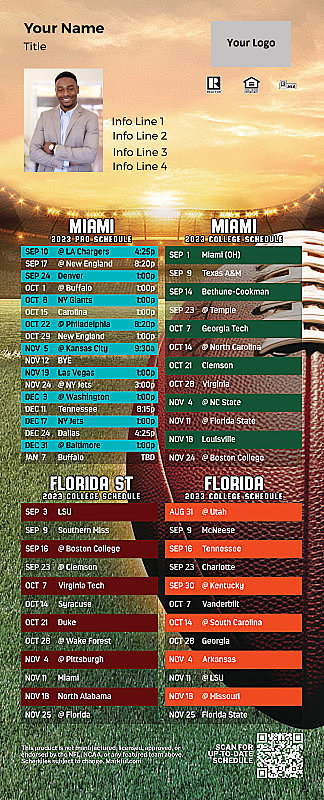 Picture of 2023 Personalized QuickMagnet Football Magnet - Dolphins/U of Miami/Florida St/U of Florida