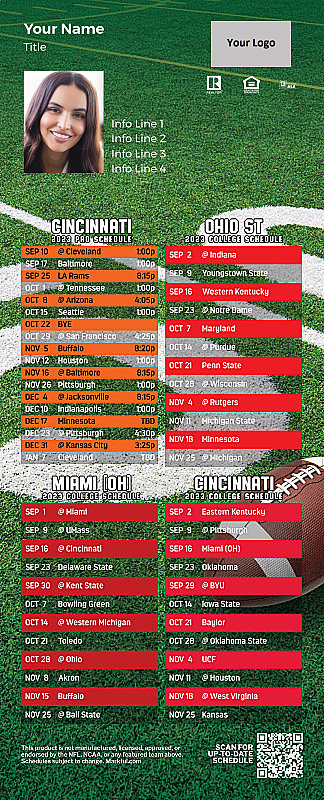 Picture of 2023 Personalized QuickMagnet Football Magnet - Bengals/Ohio St/Miami U/U of Cincinnati