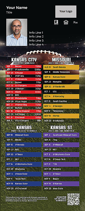 Picture of Chiefs/U of Missouri/U of Kansas/Kansas St Personalized QuickMagnet Football Magnet 2024
