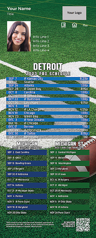 Picture of 2023 Personalized QuickMagnet Football Magnet - Lions/U of Michigan/Michigan St