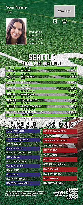 Picture of Seahawks/U of Washington/Washington St Personalized QuickMagnet Football Magnet 2024