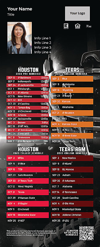 Picture of Texans/U of Texas/U of Houston/Texas A&M Personalized QuickMagnet Football Magnet 2024