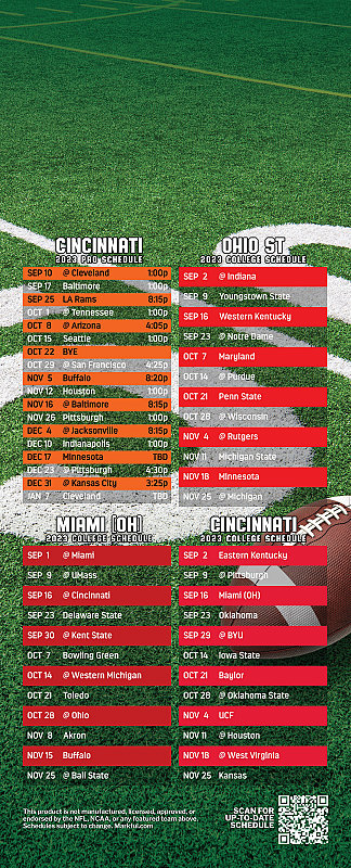 Picture of Bengals/Ohio St/Miami U/U of Cincinnati Peel & Stick QuickStix Football Magnet 2024