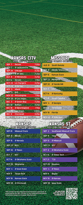 Picture of Chiefs/U of Missouri/U of Kansas/Kansas St Peel & Stick QuickStix Football Magnet 2024