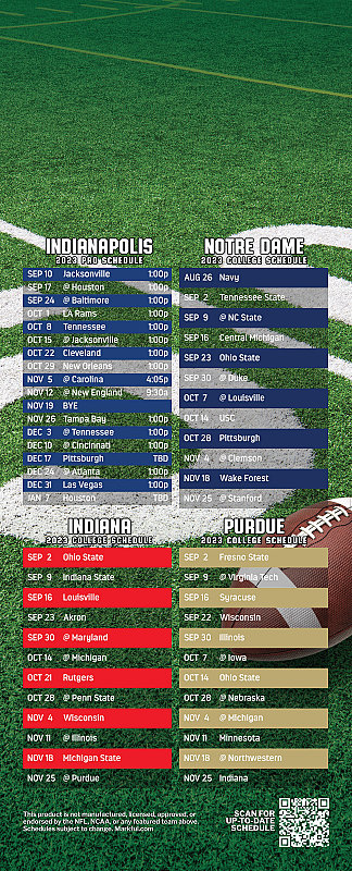 Picture of Colts/Notre Dame/Indiana U/Purdue Peel & Stick QuickStix Football Magnet 2024