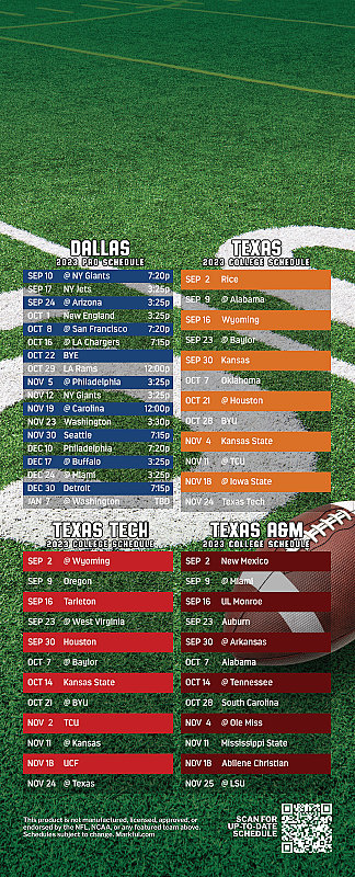 Picture of 2023 Peel & Stick QuickStix Football Magnet - Cowboys/U of Texas/Texas Tech/Texas A&M