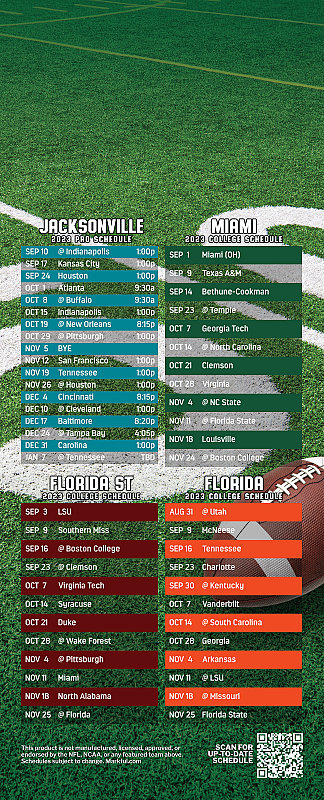 Picture of 2023 Peel & Stick QuickStix Football Magnet - Jaguars/U of Miami/Florida St/U of Florida