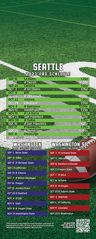 Picture of Seahawks/U of Washington/Washington St Peel & Stick QuickStix Football Magnet 2024