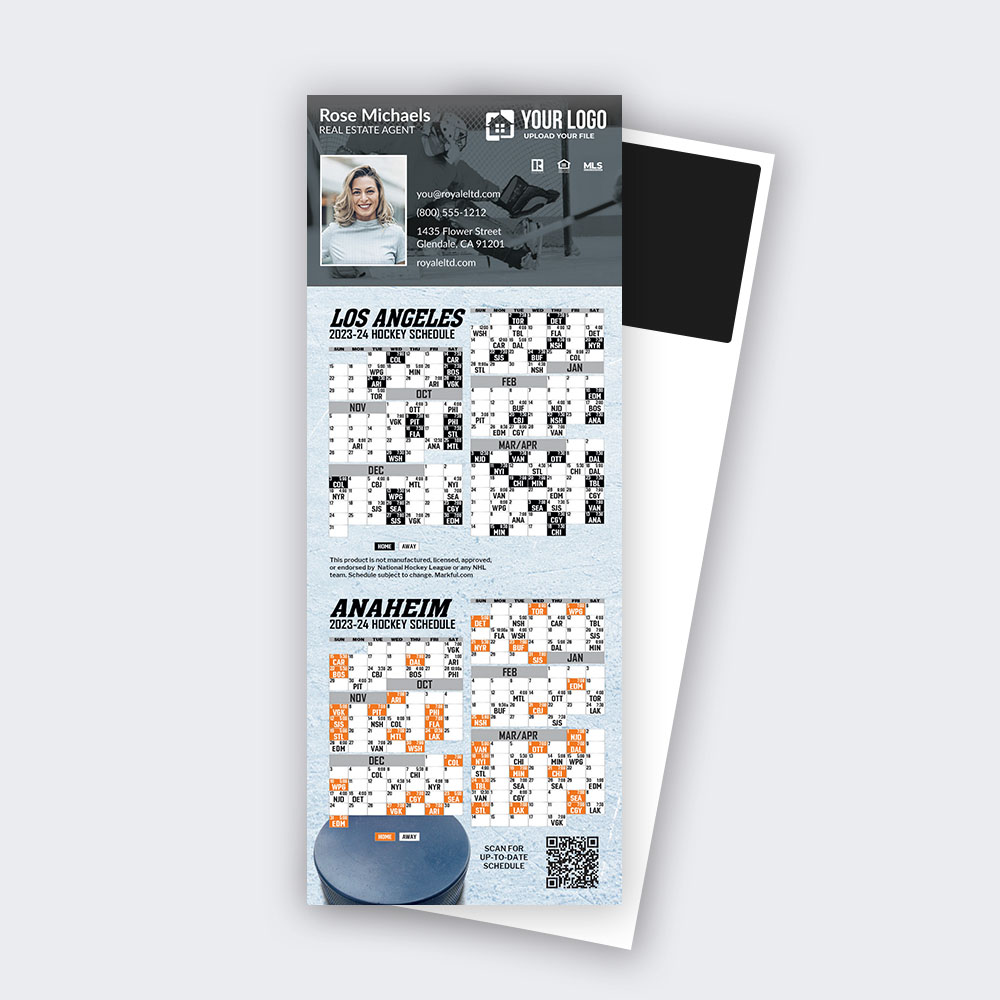Picture of 2023-24 Custom QuickCard Hockey Combo Magnets - Los Angeles Kings-Anaheim Ducks Combo
