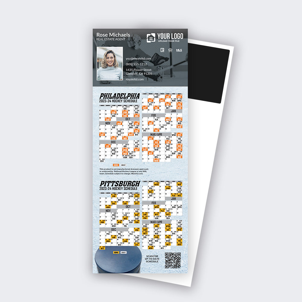 Picture of 2023-24 Custom QuickCard Hockey Combo Magnets - Philadelphia Flyers-Pittsburgh Penguins Combo