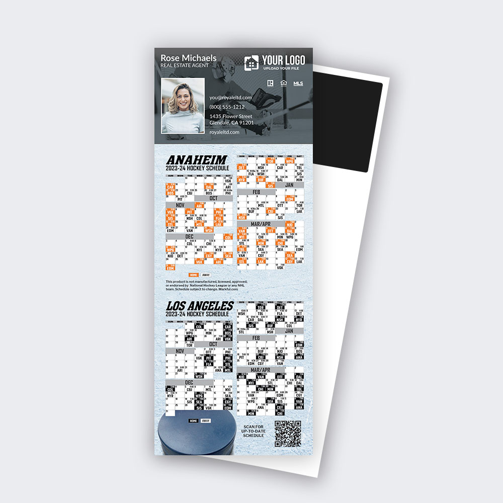 Picture of 2023-24 Custom QuickCard Basketball/Hockey Magnets - Anaheim Ducks-Los Angeles Kings Combo